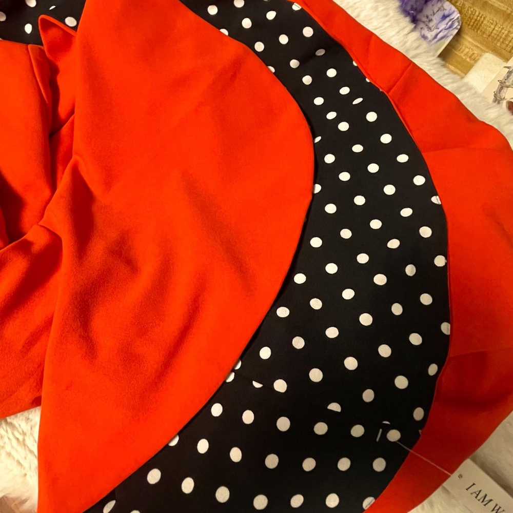 Dramatic Cascade Bell Polka Dot Sleeves Sheath Dress - Picture 6 of 7
